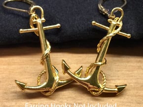 Anchor Earrings in 18k Gold Plated Brass