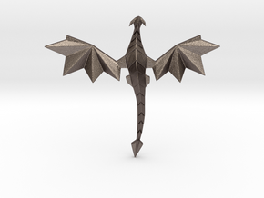 Origami dragon pendant in Polished Bronzed Silver Steel