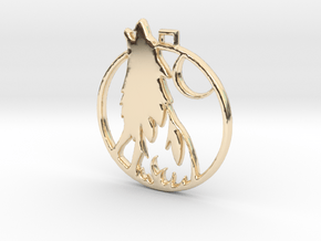 Wolf Pendant in 14k Gold Plated Brass