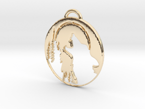 Wolf Pendant 2 in 14k Gold Plated Brass
