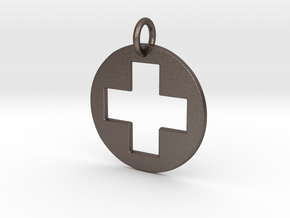Medical Cross Pendant in Polished Bronzed Silver Steel