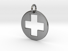 Medical Cross Pendant in Polished Silver