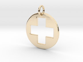 Medical Cross Pendant in 14k Gold Plated Brass