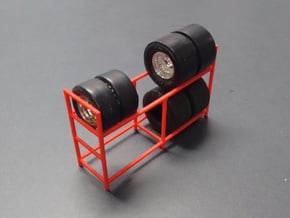 Tire Storage Rack 1/24 - 1/25 Scale Diorama in Red Processed Versatile Plastic