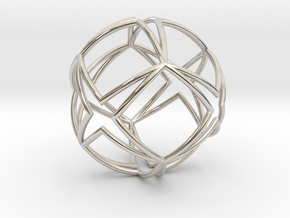0588 Star Ball (Cube with Four-Point Stars) 5 cm in Rhodium Plated Brass