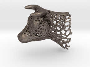 Voronoi Cow's Head in Polished Bronzed Silver Steel