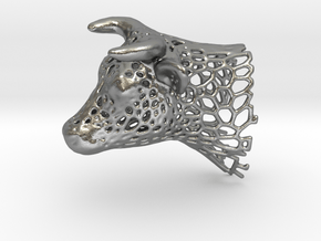 Voronoi Cow's Head in Natural Silver