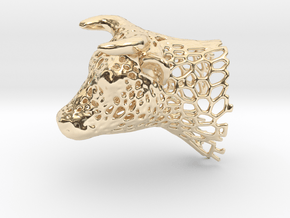 Voronoi Cow's Head in 14k Gold Plated Brass