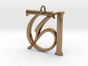 Cipher Initials TA Pendant  in Natural Brass