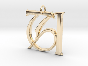 Cipher Initials TA Pendant  in 14K Yellow Gold