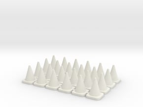 24 Large Traffic Cones in White Natural Versatile Plastic: 1:76 - OO
