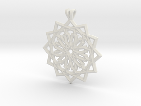 12 pointed star pendant in White Natural Versatile Plastic