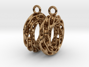 Twisted Scherk Linked 3,4 Torus Knots Earrings in Polished Brass
