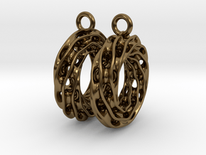Twisted Scherk Linked 3,4 Torus Knots Earrings in Polished Bronze