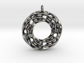 Twisted Scherk Linked 3,4 Torus Knots Pendant in Fine Detail Polished Silver