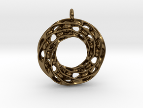 Twisted Scherk Linked 3,4 Torus Knots Pendant in Polished Bronze