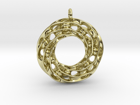 Twisted Scherk Linked 3,4 Torus Knots Pendant in 18k Gold