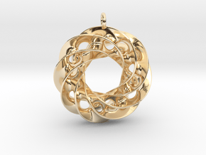 Twisted Scherk Linked 4,3 Torus Knots Pendant in 14K Yellow Gold