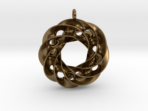 Twisted Scherk Linked 4,3 Torus Knots Pendant in Natural Bronze