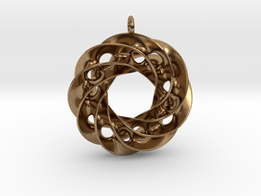 Twisted Scherk Linked 4,3 Torus Knots Pendant in Natural Brass