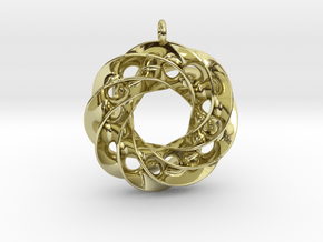 Twisted Scherk Linked 4,3 Torus Knots Pendant in 18k Gold Plated Brass