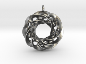 Twisted Scherk Linked 4,3 Torus Knots Pendant in Natural Silver