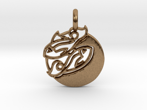 Astrology Zodiac Pisces Sign in Natural Brass