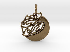 Astrology Zodiac Pisces Sign in Natural Bronze