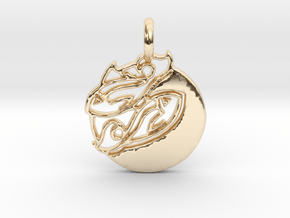Astrology Zodiac Pisces Sign in 14k Gold Plated Brass
