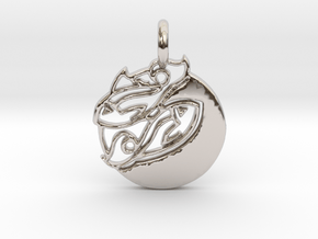Astrology Zodiac Pisces Sign in Rhodium Plated Brass