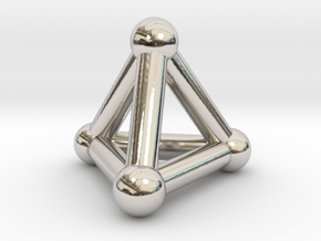 0593 Tetrahedron V&E (a=10mm) #002 in Rhodium Plated Brass