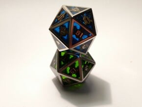D20 Epoxy Dice in Polished Bronzed Silver Steel