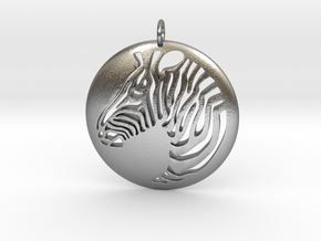 Zebra Round  Pendant  in Natural Silver