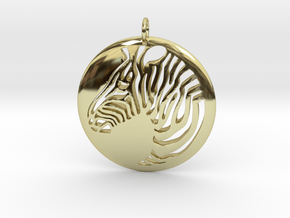Zebra Round  Pendant  in 18k Gold Plated Brass
