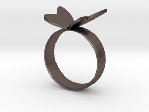 Butterfly RIng in Polished Bronzed Silver Steel