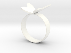 Butterfly RIng in White Processed Versatile Plastic