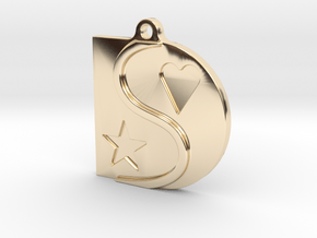 D Charm in 14k Gold Plated Brass