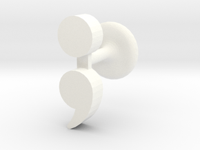 Semicolon Cuff Links in White Processed Versatile Plastic