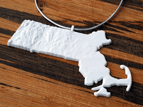 Massachusetts Christmas Ornament in White Natural Versatile Plastic