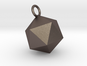An Icosahedron Earring in Polished Bronzed Silver Steel