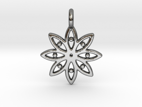 A Flower C Earring in Fine Detail Polished Silver