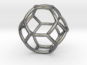 0410 Spherical Truncated Octahedron #002 in Fine Detail Polished Silver