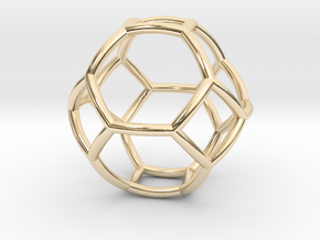 0410 Spherical Truncated Octahedron #002 in 14k Gold Plated Brass