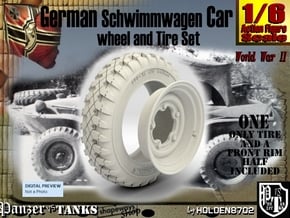 1-6 Schwimmwagen Tire&Rim Set 2 in White Natural Versatile Plastic