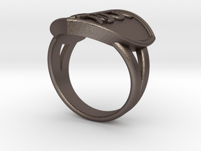 Custom Shield Ring in Polished Bronzed Silver Steel: 5.75 / 50.875