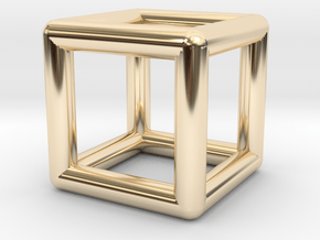 0589 Cube E (a=10mm) #001 in 14k Gold Plated Brass