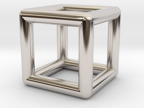 0589 Cube E (a=10mm) #001 in Rhodium Plated Brass