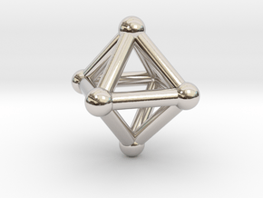 0596 Octahedron V&E (a=10mm) #002 in Rhodium Plated Brass