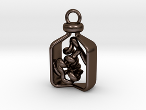 Vial of Insulin Charm - A treatment, not a cure. in Polished Bronze Steel