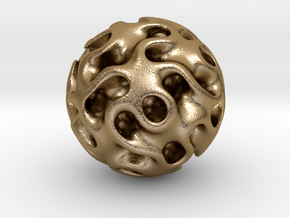 0604 IsoSurface F(x,y,z)=0 Gyroid Ball (d=5cm) #1 in Polished Gold Steel